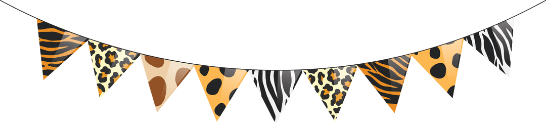 Vector Jungle Animal Print Banner on Transparent Background