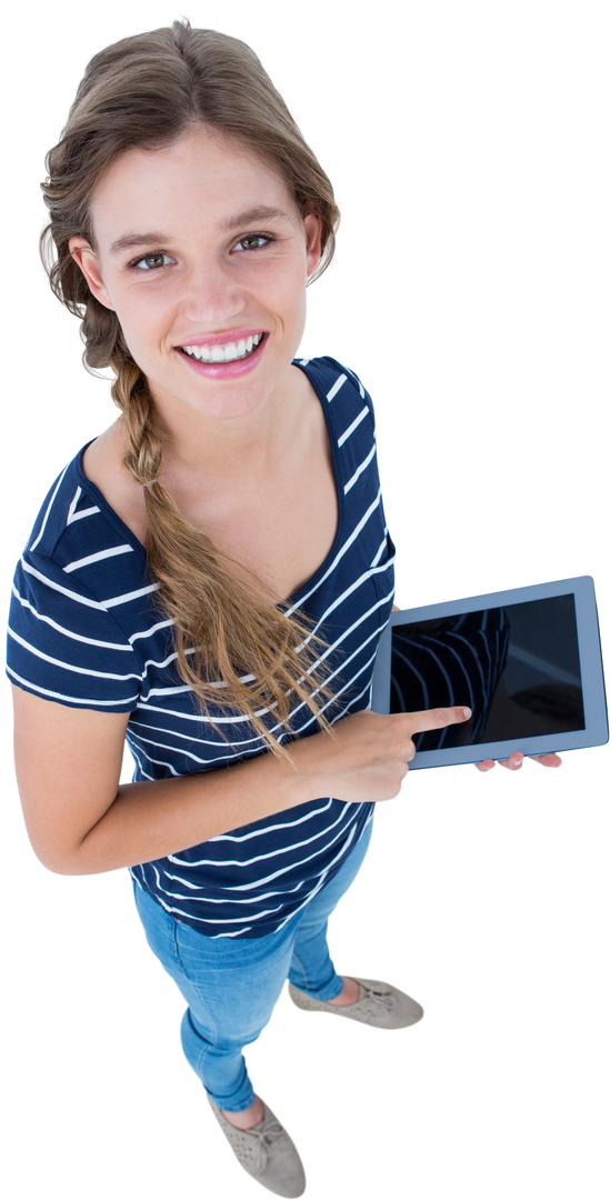 Smiling Young Woman Using Tablet with Transparent Background - Download Free Stock Images Pikwizard.com