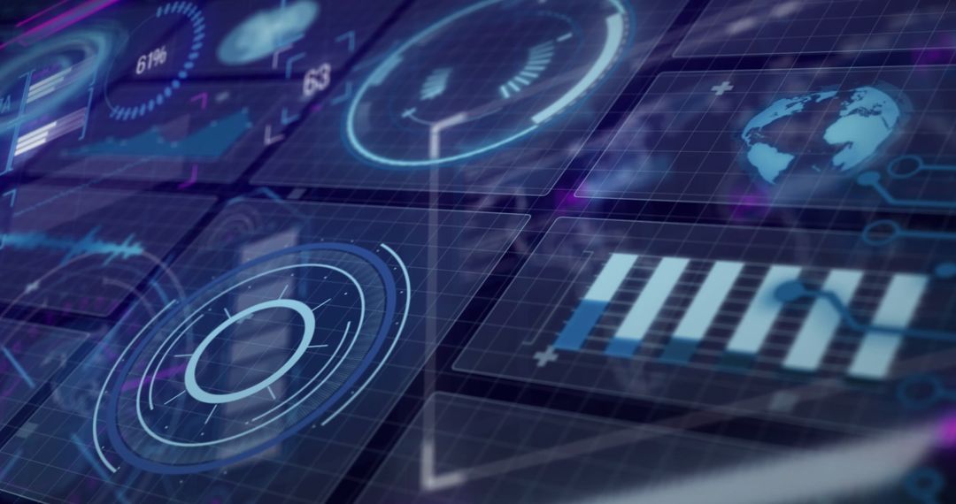 Digital Interface with Data Process Visualization in Futuristic Design - Free Images, Stock Photos and Pictures on Pikwizard.com
