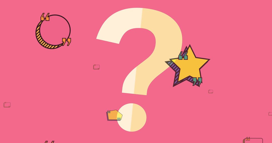 Question Mark on Pink Background with Abstract Shapes
