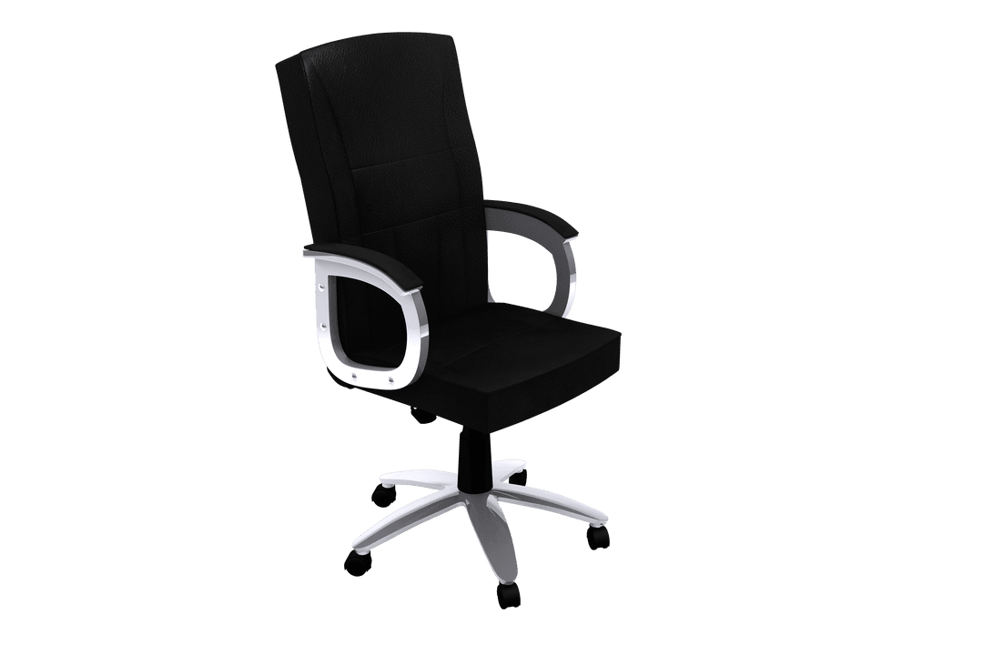 Sleek Black Office Chair on Transparent Background