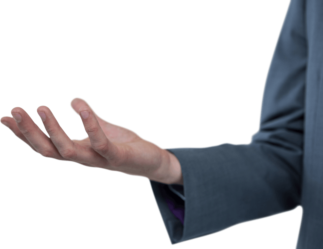 Transparent Backdrop Businessman Offering Helping Hand Gesture