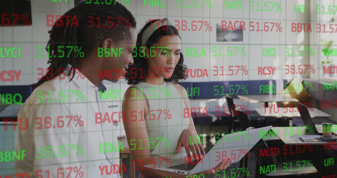 Collaborating on Stock Market Analysis in Modern Office