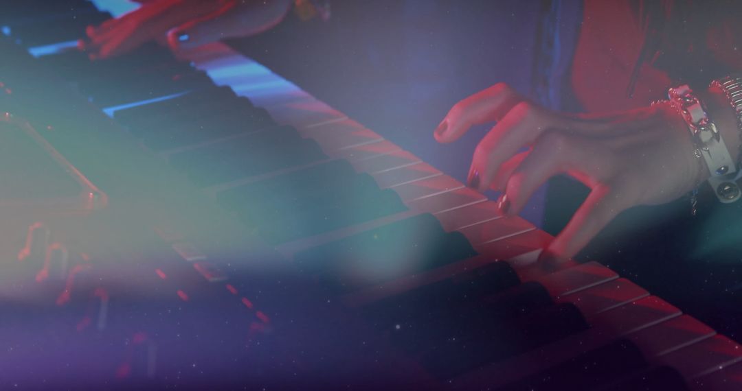 Performance with Hazy Stage and Vibrant Lights