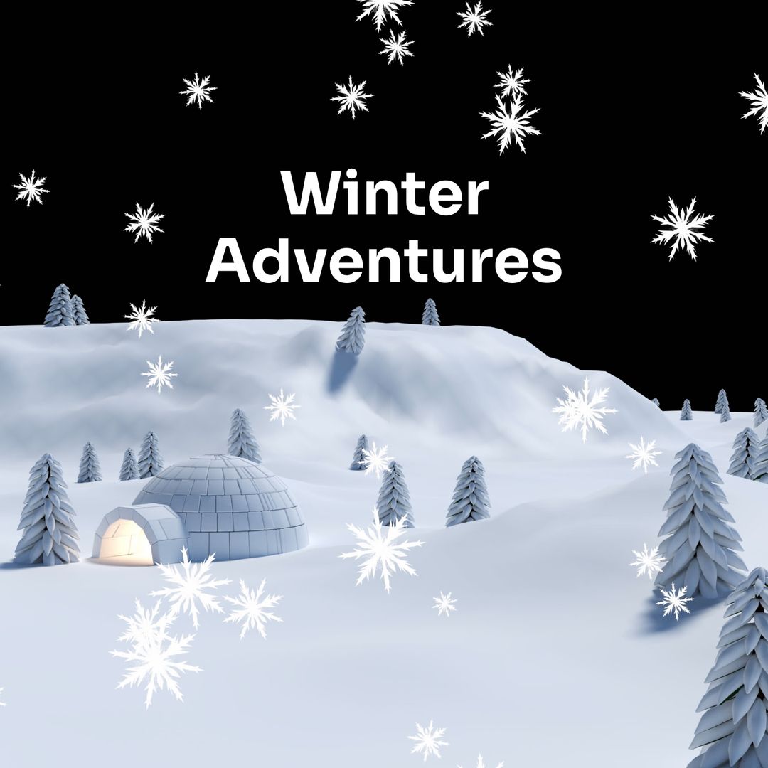 Winter Wonderland with Igloo and Snowflakes - Download Free Stock Templates Pikwizard.com