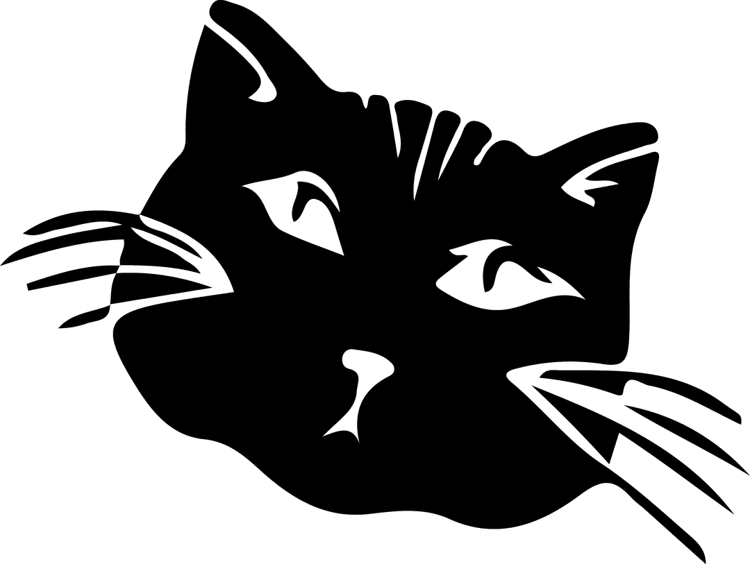 Minimalist Black Cat Silhouette on Transparent Background