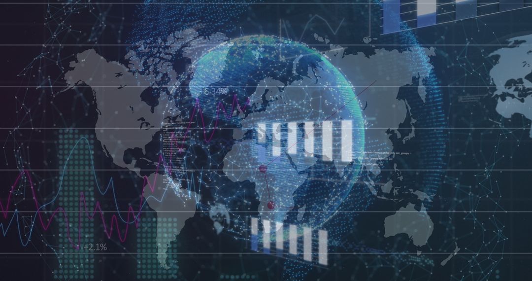 Digital Globe with Data and Network Connections Technology Concept