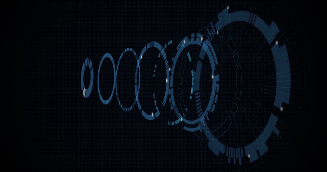 Futuristic Digital Circles on Black Technology Background