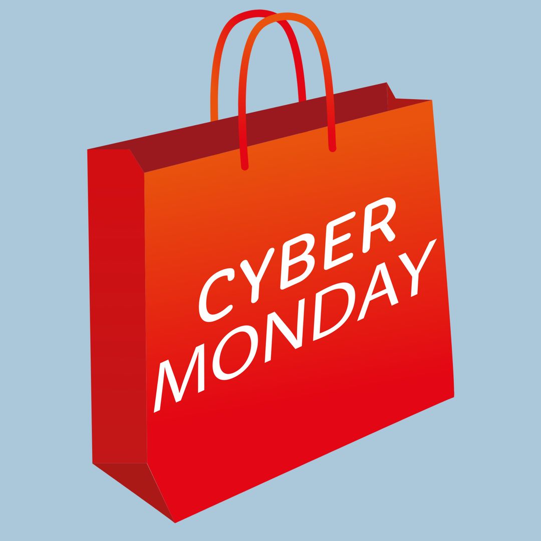Vibrant Red Cyber Monday Shopping Bag for Promotions