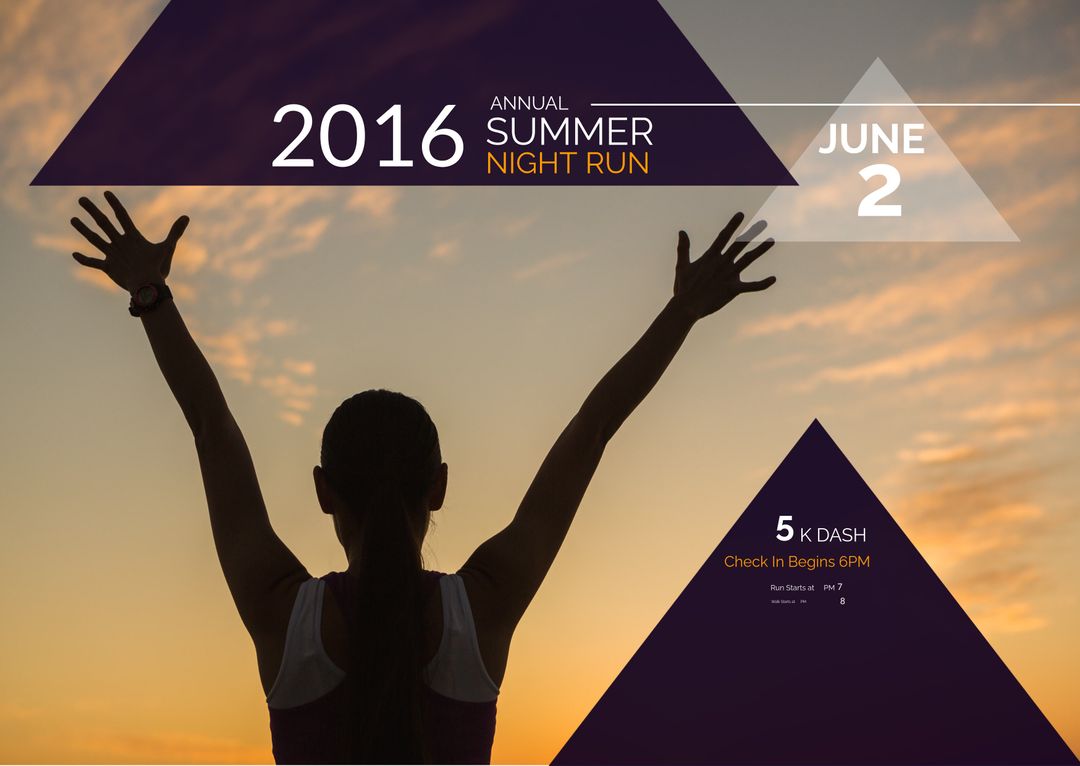 Runner Silhouette at Sunset for Fitness Event Promotion