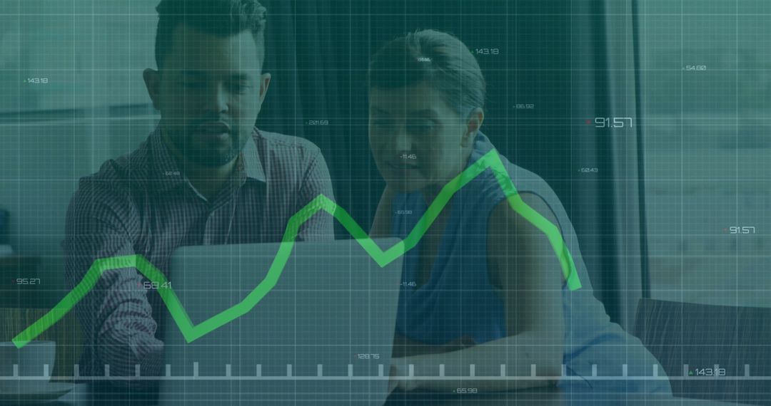 Financial Analysis Team Examining Trends with Analytics Overlay