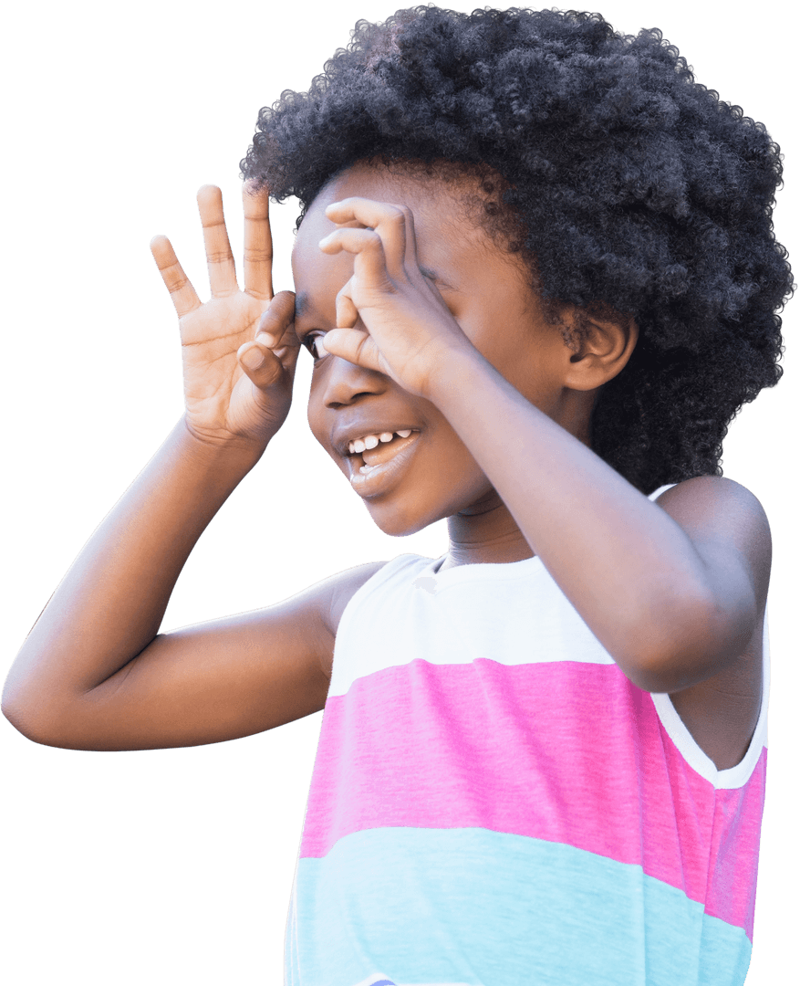 Joyful Child with Curly Hair Gazing