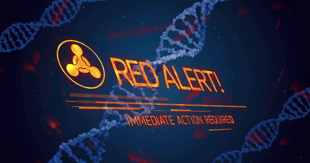 Red Alert with DNA Helix and Warning Interface