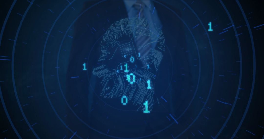 Futuristic Digital Brain with Binary Code Visualization