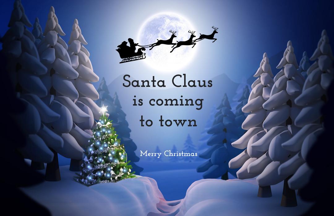 Santa Claus Sleigh Silhouette Over Winter Wonderland - Download Free Stock Templates Pikwizard.com