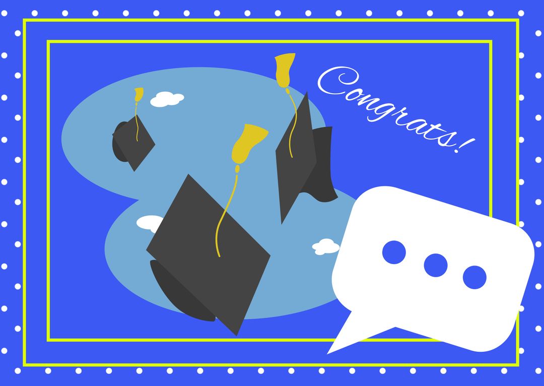 Celebratory Graduation Concept with Congratulatory Speech Bubble and Flying Caps - Download Free Stock Templates Pikwizard.com