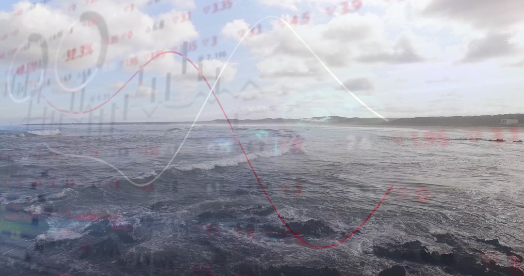 Data Visualization Concept Overlays Calm Ocean Scene