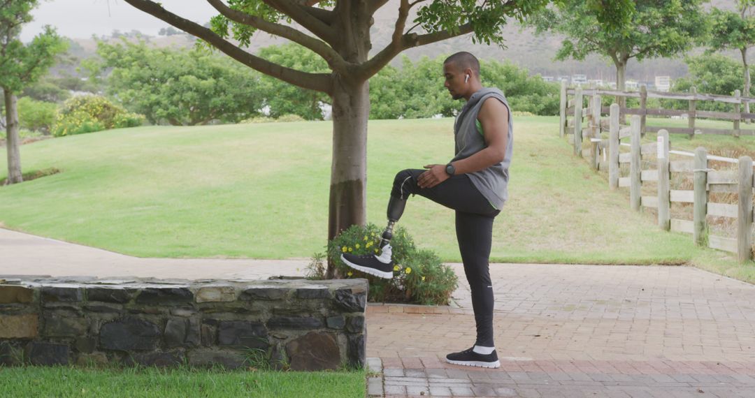 Man with Prosthetic Leg Exercising Outdoors - Free Images, Stock Photos and Pictures on Pikwizard.com