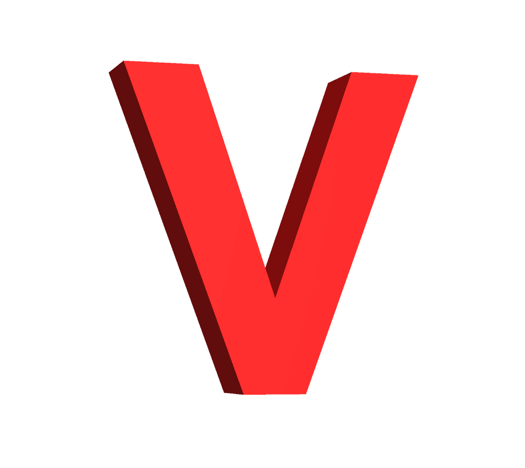 3D Red Vector V Letter Isolated on Transparent Background