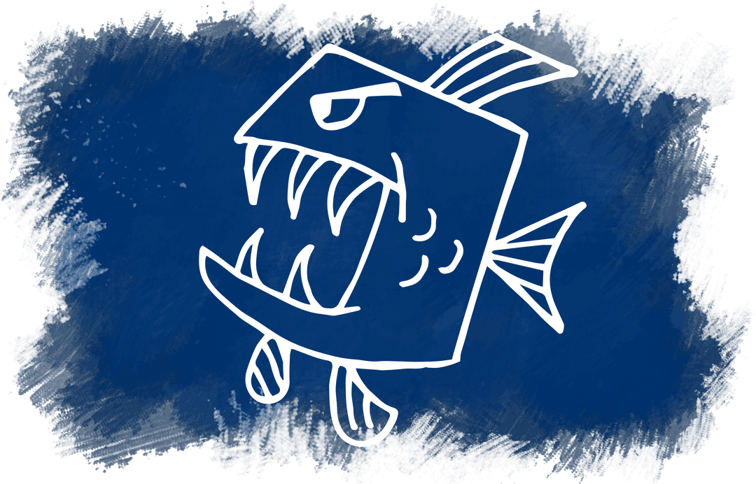 Angry Fish Symbol on Transparent Background