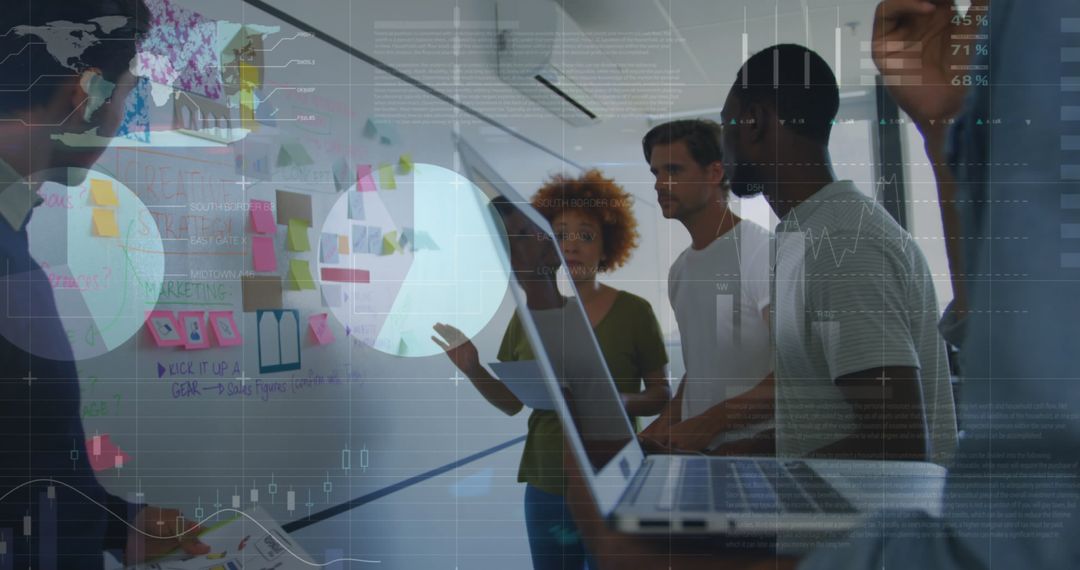 Diverse Team Brainstorming in Modern Office Setting