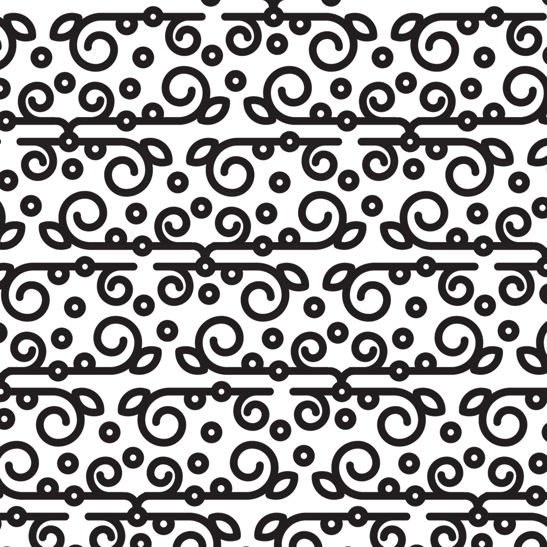 Seamless Black Decorative Pattern Design on Transparent Background