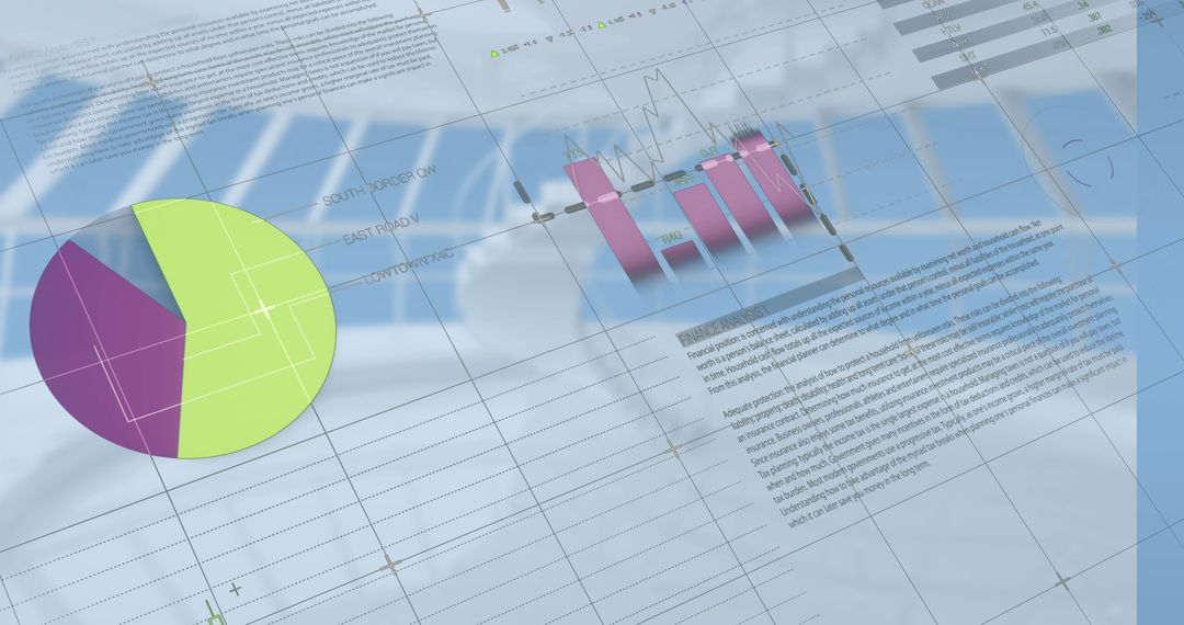 Abstract Viewed Financial Statistics on Blue Digital Background