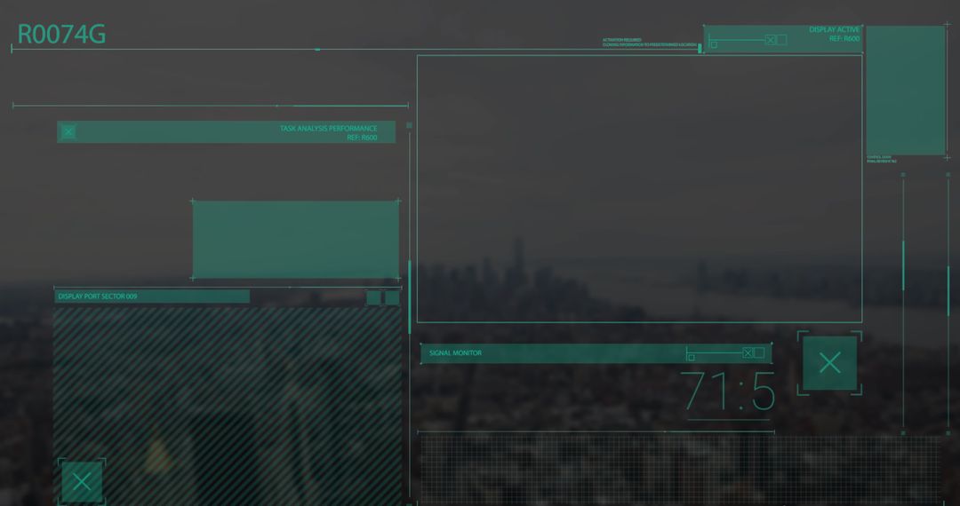 Futuristic Cityscape Data Interface Visualization