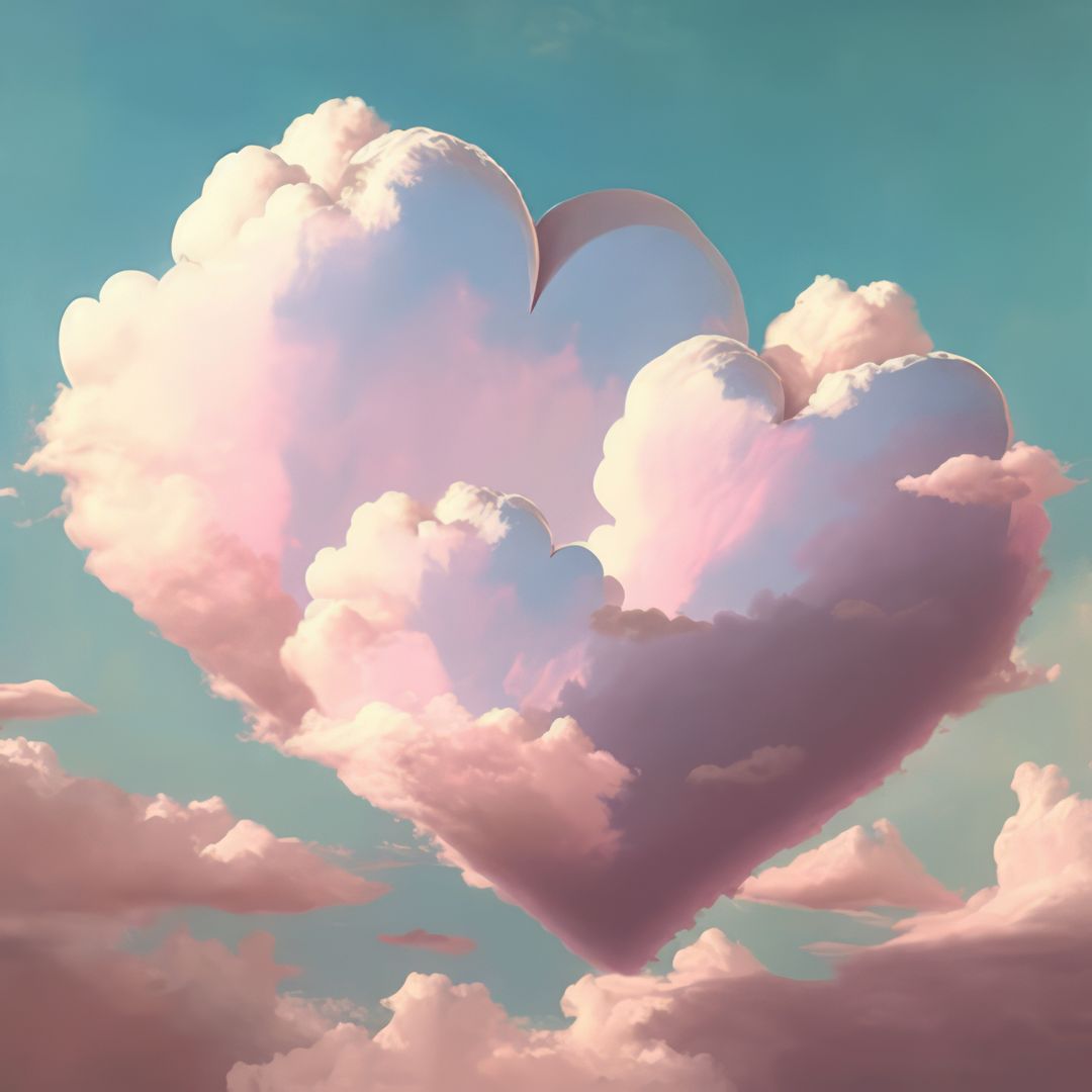 Heart shaped clouds in blue sky, created using generative ai technology - Free Images, Stock Photos and Pictures on Pikwizard.com