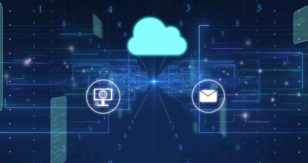 Futuristic Cloud Data Network with Technology Icons