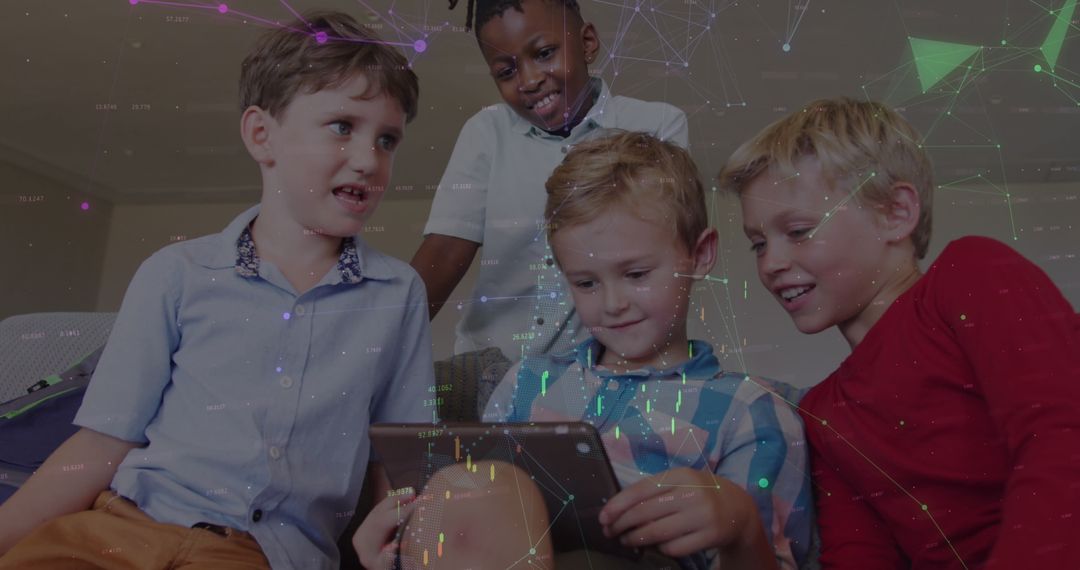 Diverse Schoolboys Engaged with Tablet Technology