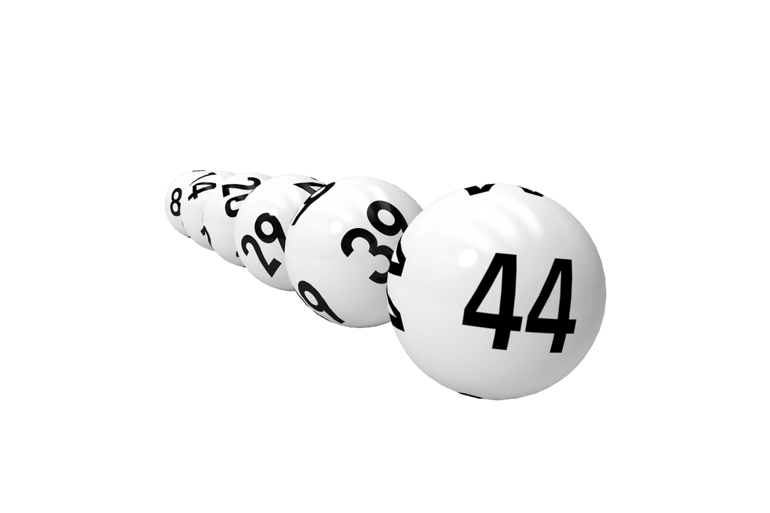 Transparent 3D Arrangement of White Bingo Balls with Numbers