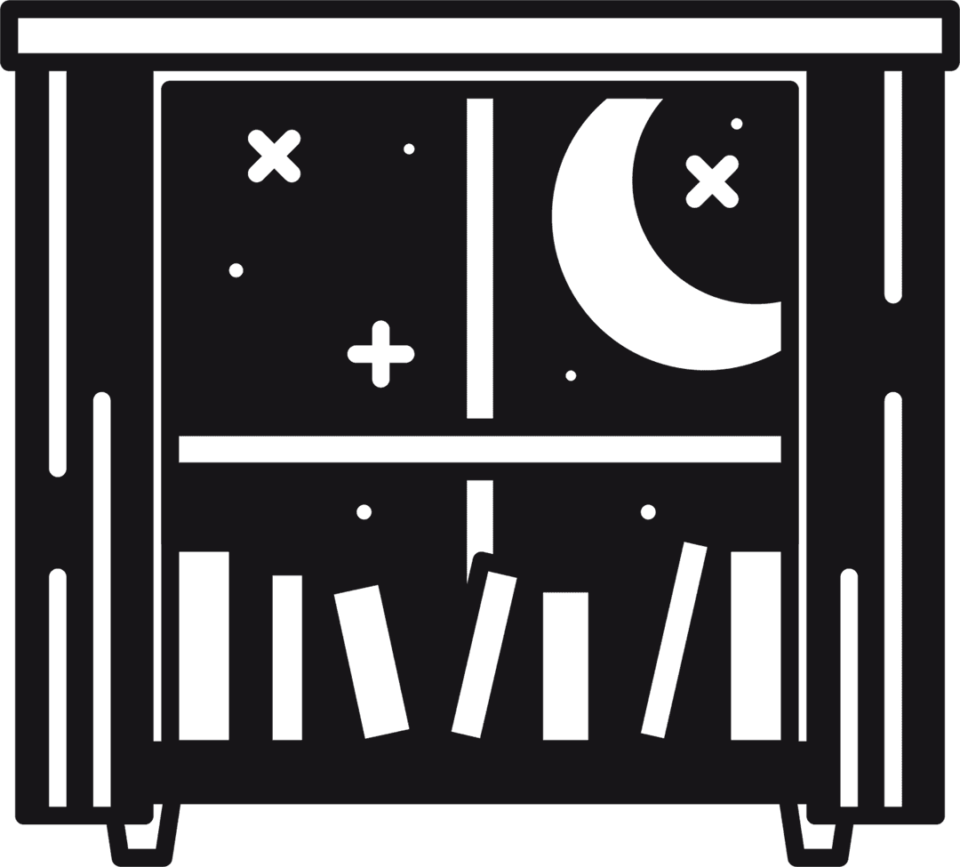 Books by Window and Moon in Nighttime Illustration Transparent Background