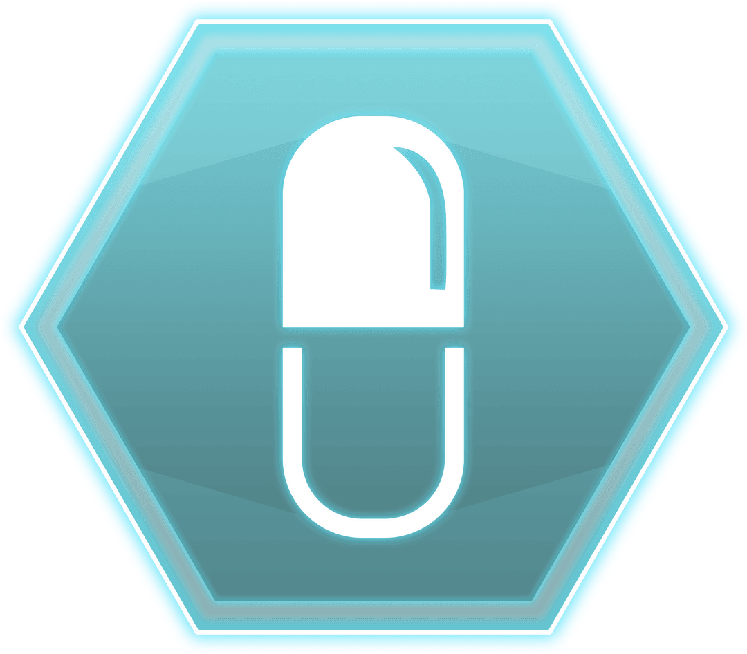 Hexagon with Pill Symbol on Transparent Background