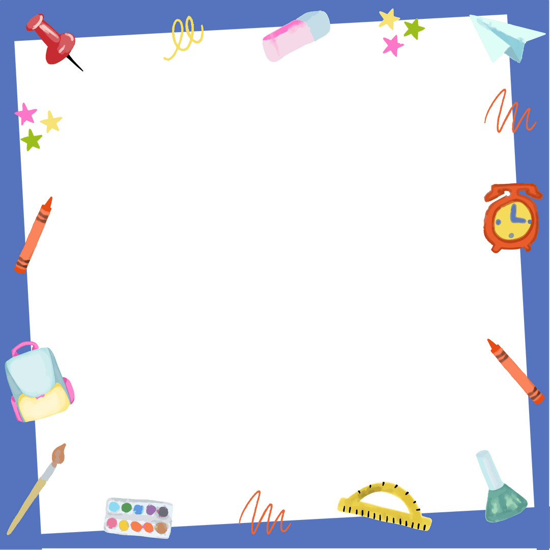Transparent Playful School Stationery Background Frame