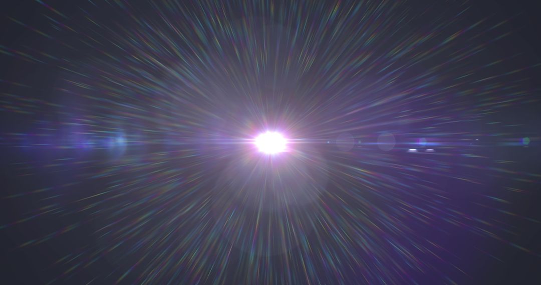 Shimmering Light Burst Over Black with Copy Space