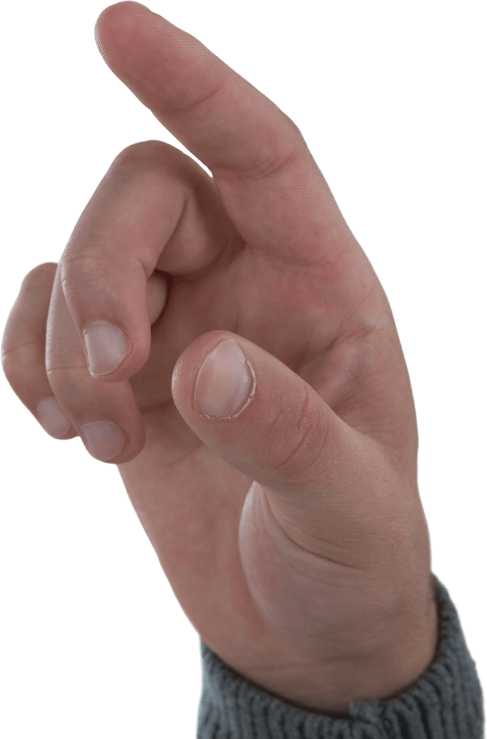 Transparent Close-up of Hand Gesture with Raised Index Finger