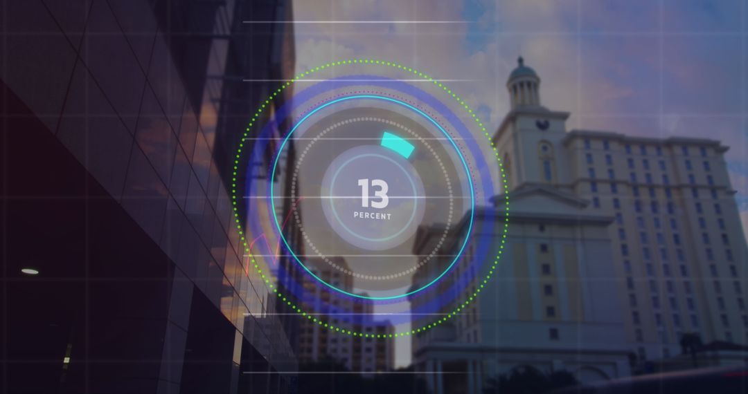 Digital Data Visualization Scanning Cityscape