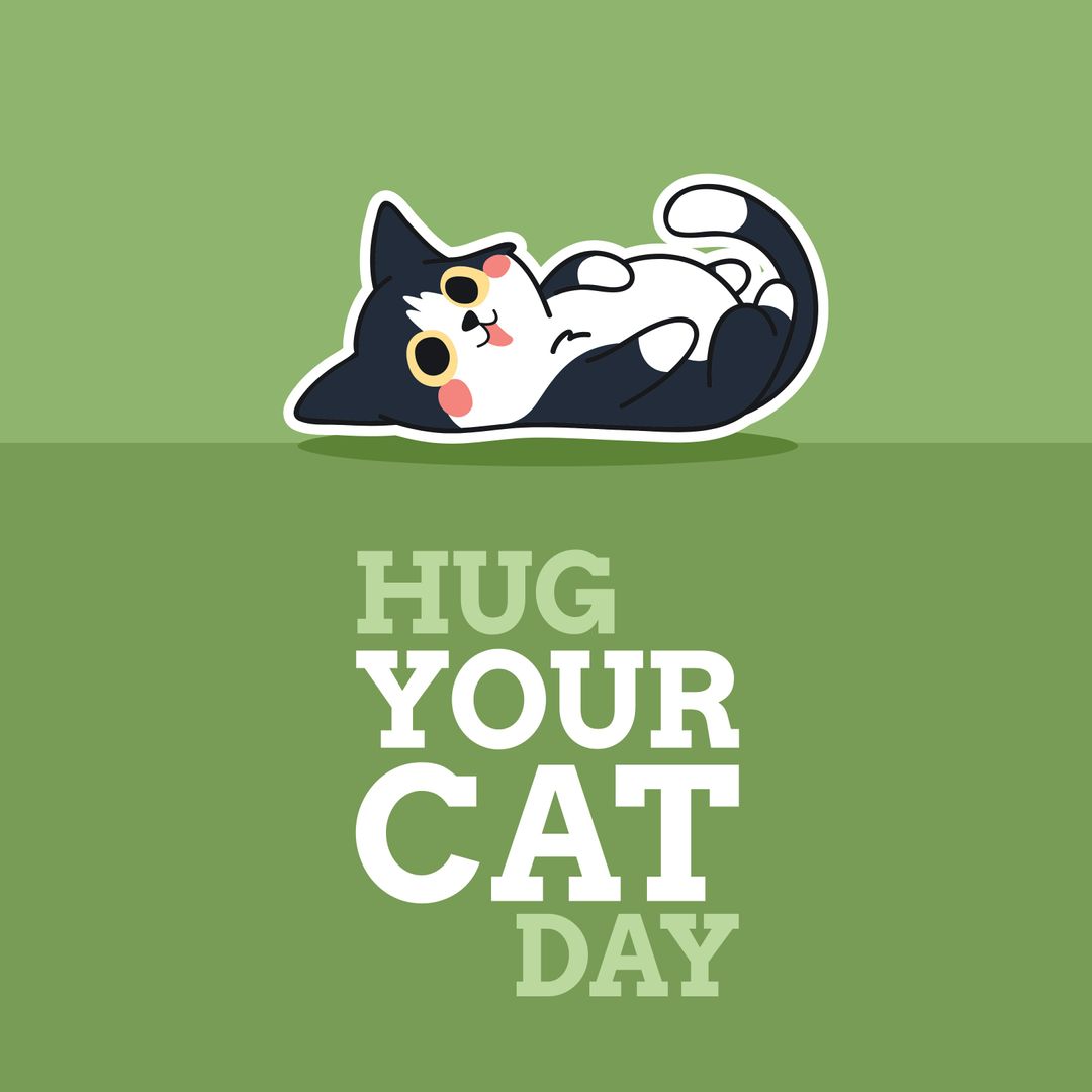 Hug Your Cat Day Illustration with Playful Cat Graphic