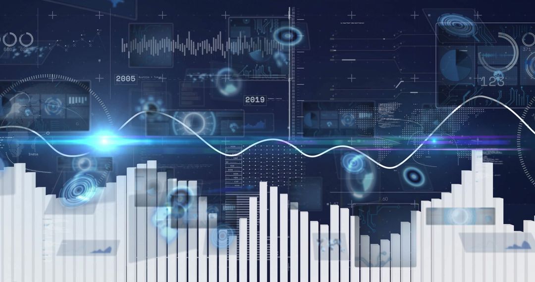 Futuristic Data Dashboard with Digital Analytics and Graphs