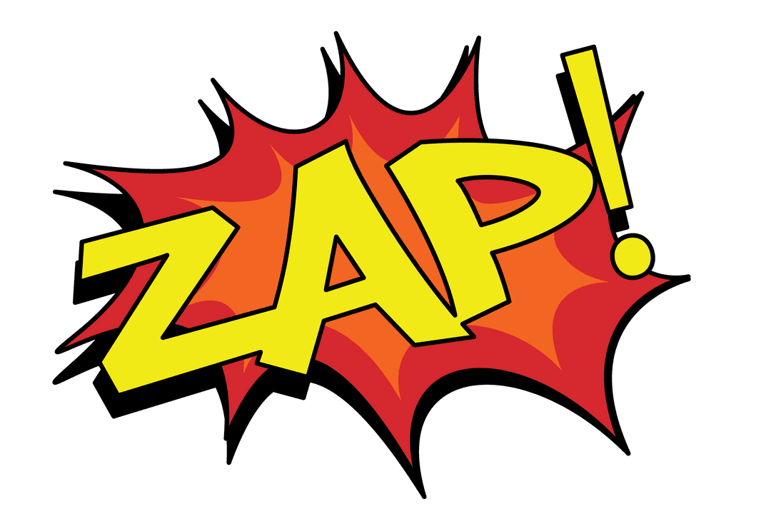 Comic Style Zap Transparent Design with Red and Yellow