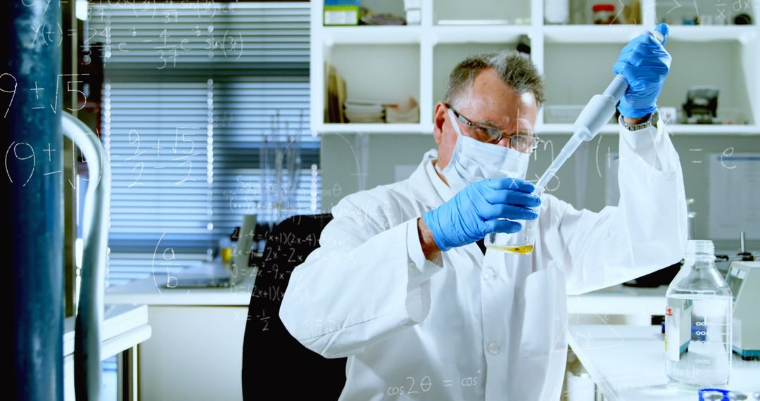Scientist Working with Mathematical Formulas in Modern Laboratory
