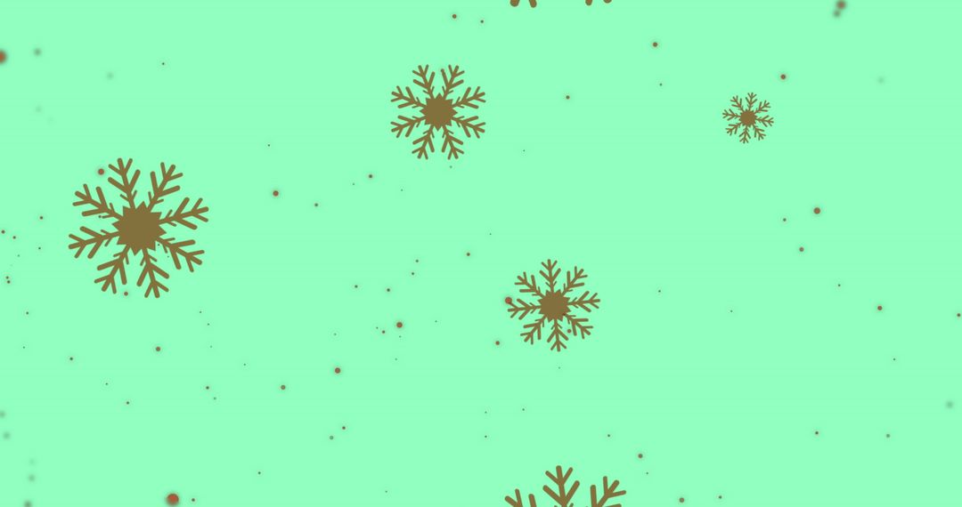 Falling Snowflakes and Particles on Green Background