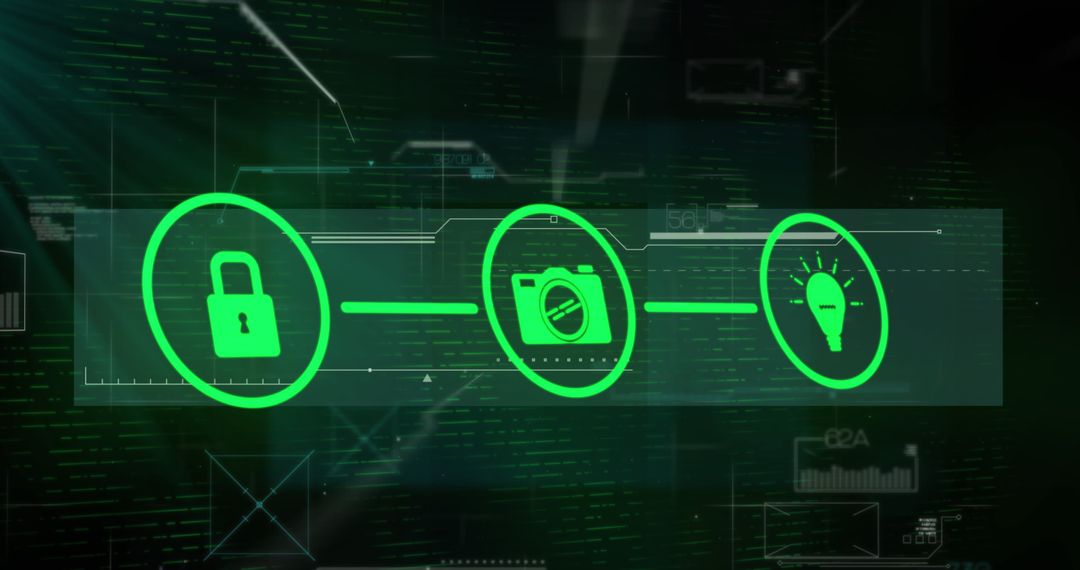 Digital Security Flowchart with Technology Symbols