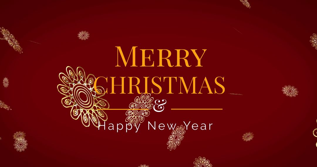Elegant Christmas and New Year Greeting on Red Background
