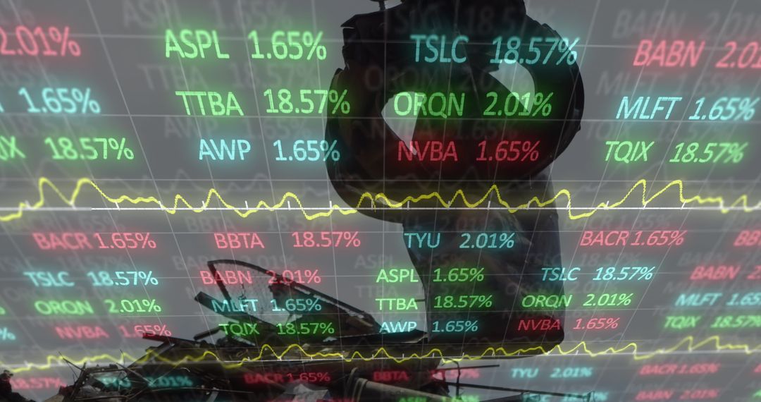 Double Exposure of Stock Market Data and Rubbish Dump