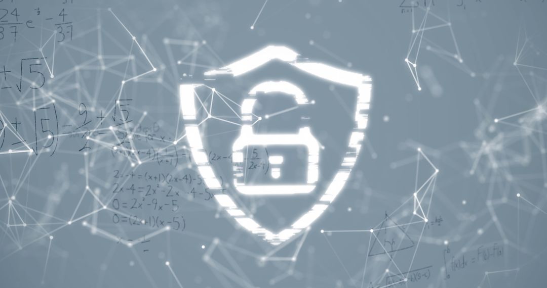 Digital Padlock with Math Formulas Illustrating Cybersecurity