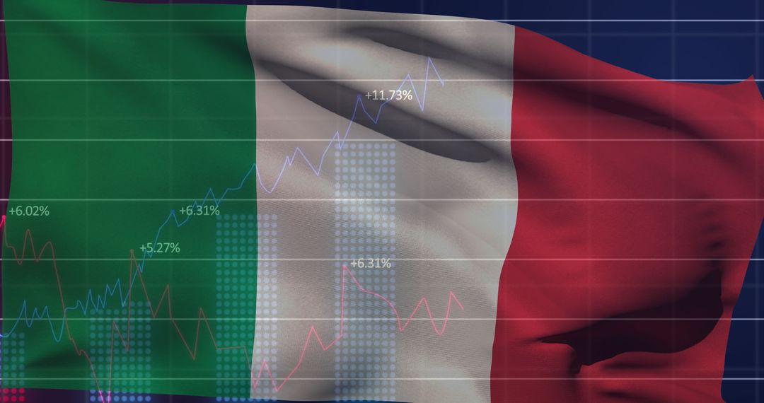 Italian Flag with Financial Data Graphs and Analysis in Background - Free Images, Stock Photos and Pictures on Pikwizard.com