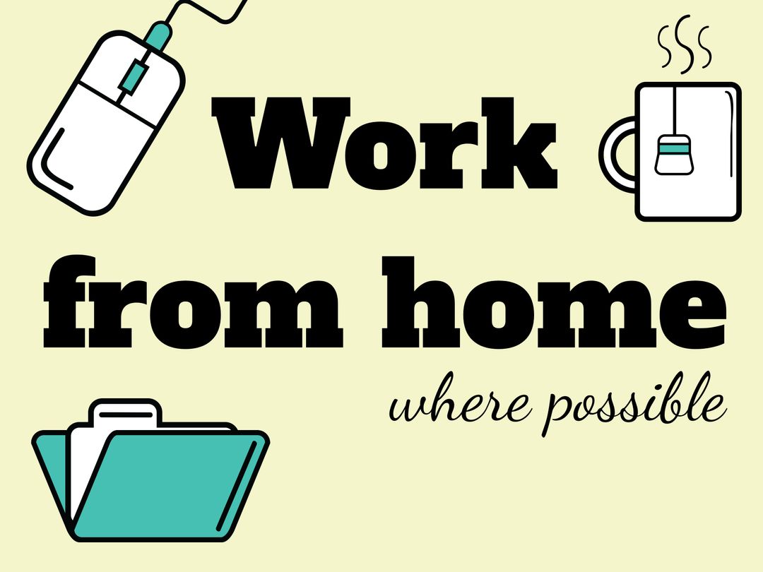 Work from Home Inspirational Text with Business Icons