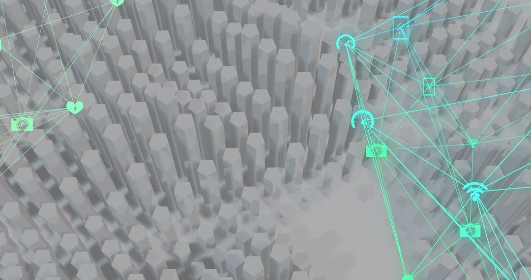 Digital Network Connections Over Abstract 3D Structure